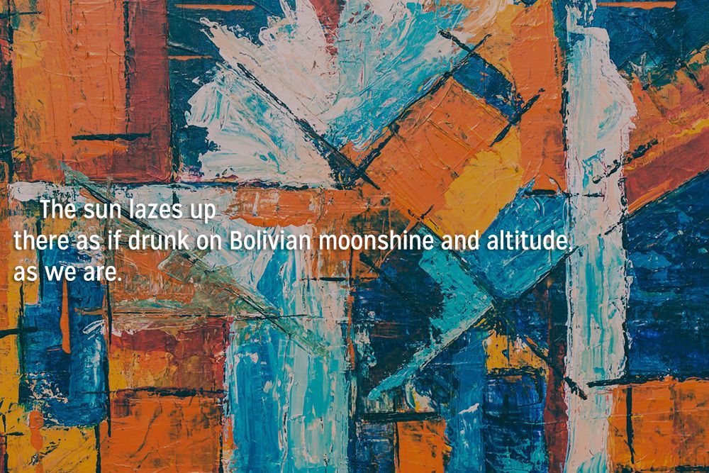 PalettePoetry's tweet image. today's #poem is "Amateur dykes" by Jennifer Tubbs
"The sun lazes up / there as if drunk on Bolivian moonshine and altitude, // as we are."
buff.ly/hpak65F