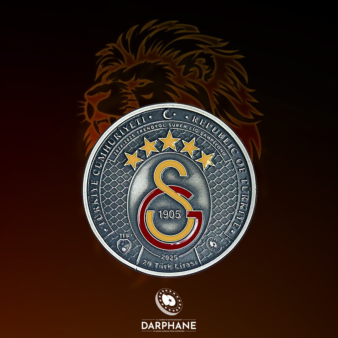 Galatasaray 25. Şampiyonluk Gümüş/Okside Hatıra Parası, 25.06.2025 Çarşamba Günü Saat 11:00'da satışa sunulacaktır.
Detaylı Bilgi İçin:
emagaza.darphane.gov.tr
Hatıra Para satışa sunulduğunda aşağıdaki bağlantı üzerinden temin edebilirsiniz.
emagaza.darphane.gov.tr/search?q=galat…