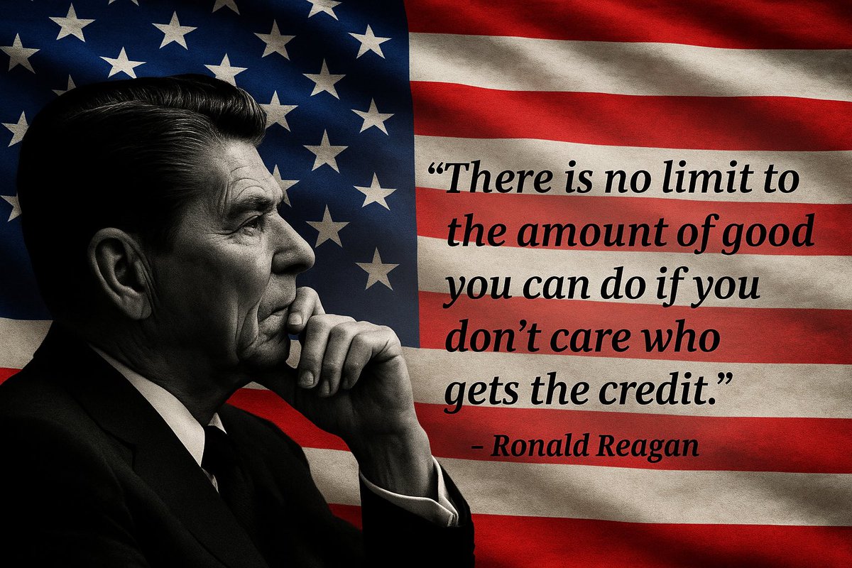 There’s no limit to what we can do when we stop chasing credit and start chasing purpose. 

Reagan understood that leadership is about service, not spotlight. America needs that spirit now more than ever. 
🇺🇸💪