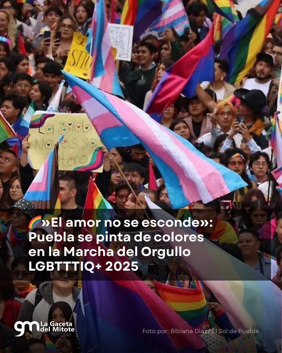 lagacetadelmito's tweet photo. 🌈 Puebla brilla en la Marcha del Orgullo LGBTTTIQ+ 2025: “Crimen pasional, mentira nacional”. Miles exigen justicia e igualdad. 🏳️‍🌈 

📌 Lee la nota: https://t.co/RA448eZq87 

#Orgullo2025 #Puebla #LGBTTTIQ+ https://t.co/FbFHv54sRw