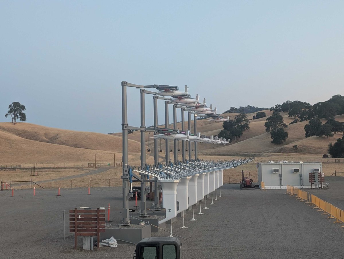 Keller's tweet image. Early morning at @Zipline test site. Robots never sleep; we now fly through the night 7 days a week