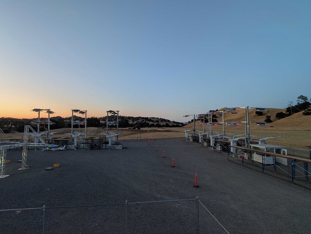 Keller's tweet image. Early morning at @Zipline test site. Robots never sleep; we now fly through the night 7 days a week