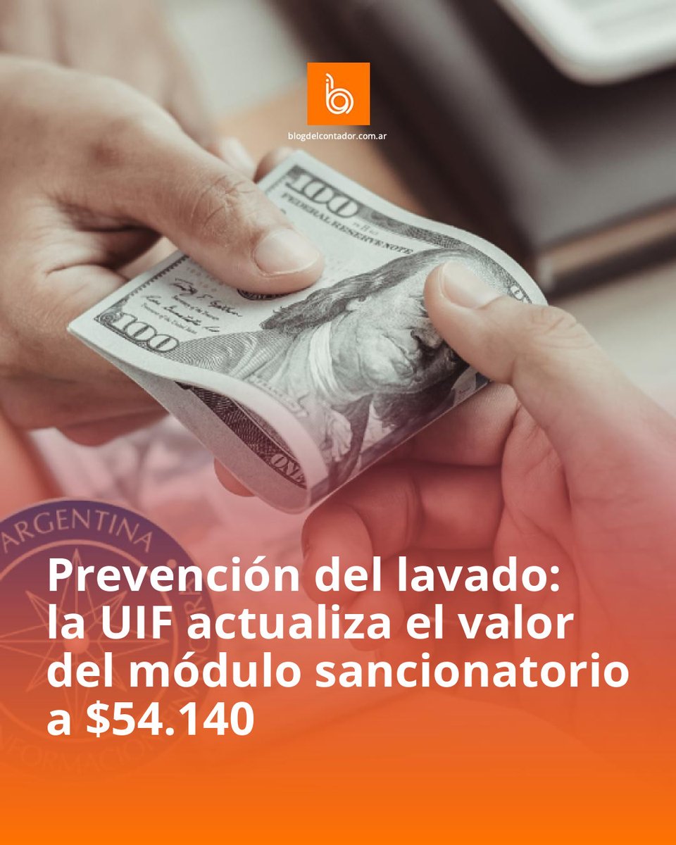 📢 ACTUALIZAN EL VALOR DEL MÓDULO PARA MULTAS DE LA UIF

👉🏻 La Unidad de Información Financiera (UIF) fijó el nuevo valor del módulo sancionatorio utilizado para calcular multas por incumplimientos en materia de prevención del lavado de activos.

blogdelcontador.com.ar/news-45952-pre…