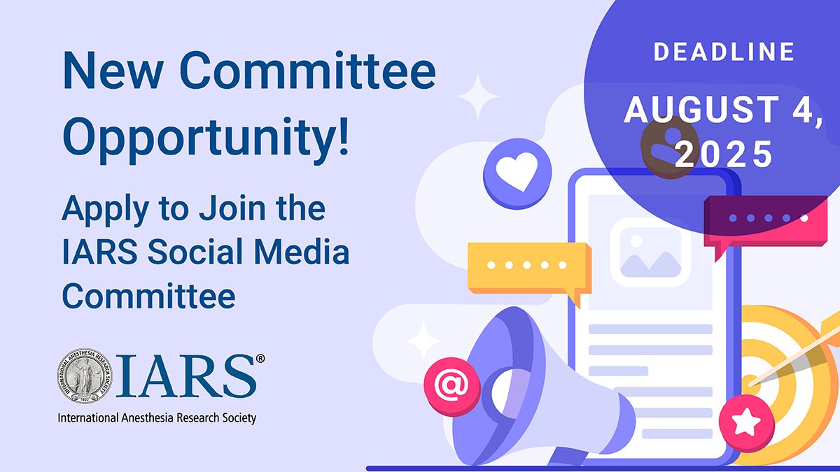 Anesthesia&Analgesia (@iars_journals) on Twitter photo Join the new IARS Social Media Committee! Shape and boost IARS's global presence in #anesthesiology. If you're an IARS member passionate about our mission and skilled in platforms like BlueSky, Instagram, Facebook, X and LinkedIn, apply by August 4. buff.ly/TaTGMKP Join the new IARS Social Media Committee! Shape and boost IARS's global presence in #anesthesiology. If you're an IARS member passionate about our mission and skilled in platforms like BlueSky, Instagram, Facebook, X and LinkedIn, apply by August 4. buff.ly/TaTGMKP