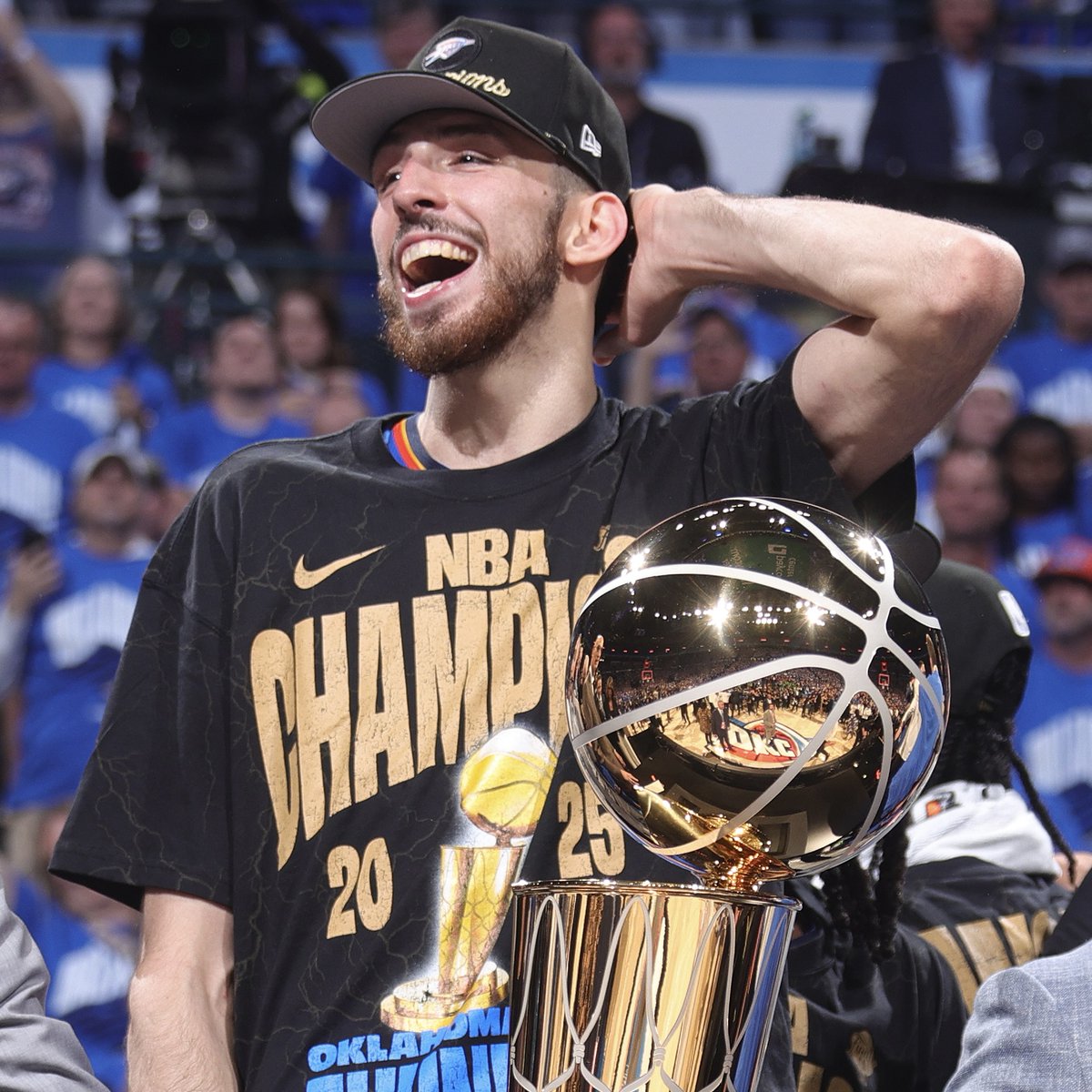 NBA's tweet photo. THE OKLAHOMA CITY THUNDER ARE THE NBA CHAMPIONS. Shop the Limited Edition Nike Locker Room Shirts Now! @nikebasketball 

➡️ https://t.co/XQTkW8PGpk https://t.co/3lHBiyDCo3