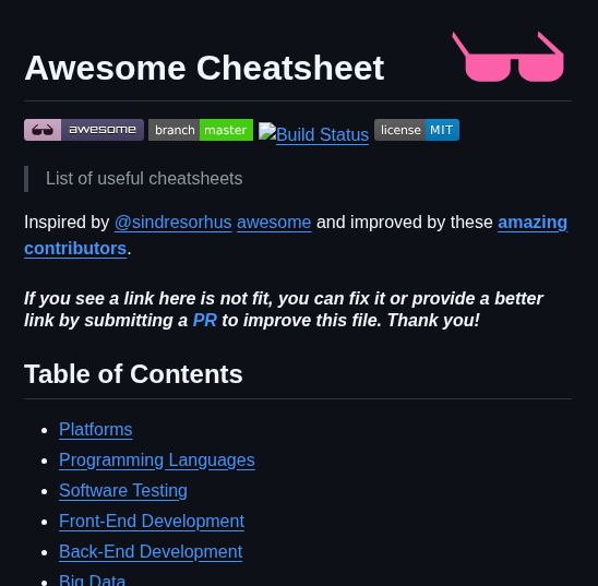 tom_doerr's tweet image. List of programming, dev tools, and platform cheatsheets in one place