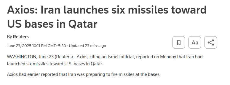 Now Iran
is on a mission
to Destroy the United States
bases in Qatar......

#IranIsraelConflict #IranVsIsrael #IsraeliranWar #USattackIran #qatar #doha_qatar