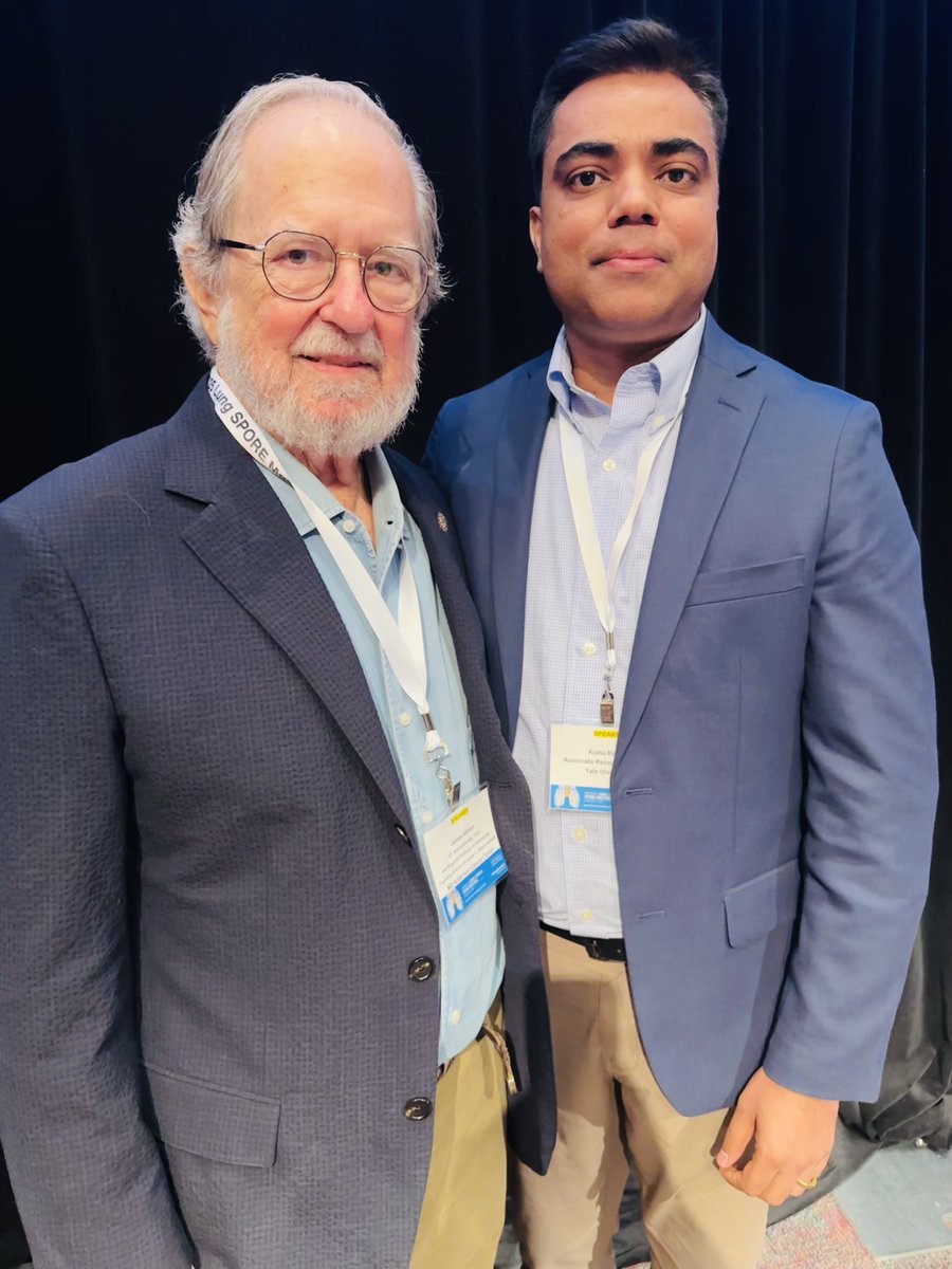 ranjankishu's tweet photo. Honored to meet Dr. Jim Allison, pioneer in cancer immunotherapy, whose work on CTLA-4 checkpoint blockade revolutionized cancer treatment. Grateful to present our research at the Lung SPORE meeting hosted by @MDAndersonNews @UTSouthwestern.

@YaleCancer @yalepathology @theNCI https://t.co/O7auQ5zXb7