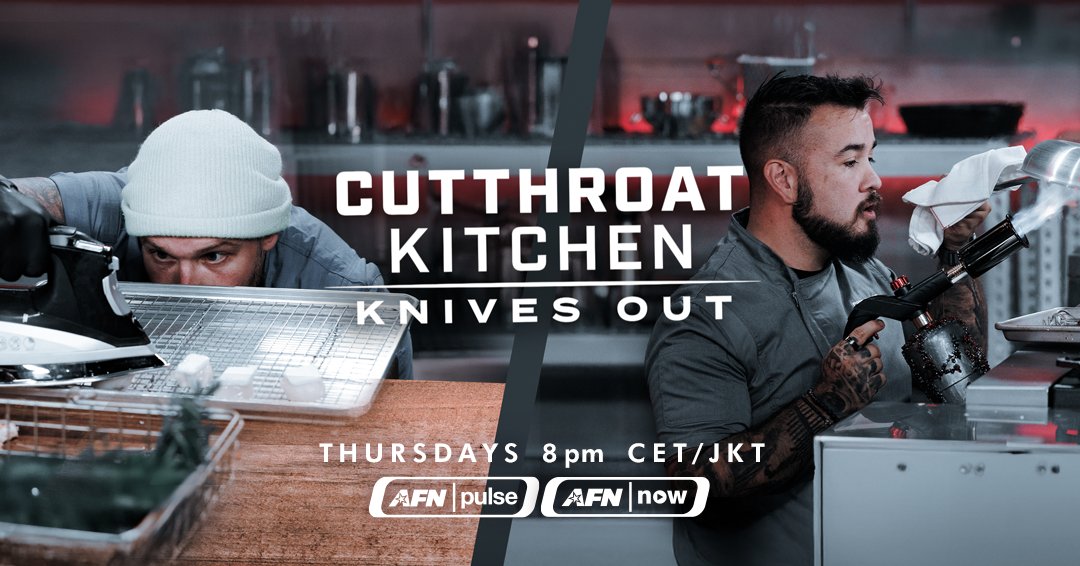 Sharpen those knives for #CutThroatKitchen: Knives Out, Thursdays on #AFNpulse and streaming on #AFNnow.
