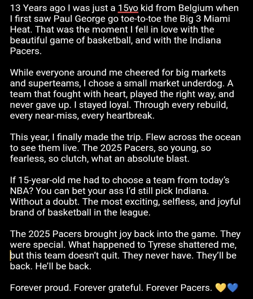 What an amazing journey!
#Pacers #YesCers