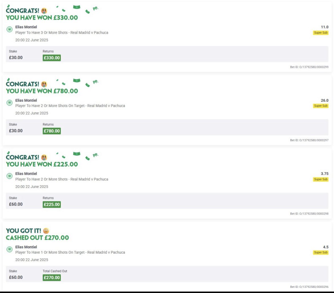shootsforfun's tweet photo. Safe to say the Club World Cup has been treating us nicely in the group🔥
Following a clean sweep in Madrid v Pachuca last night June sits at +105u💰 https://t.co/MnHtTuLezM