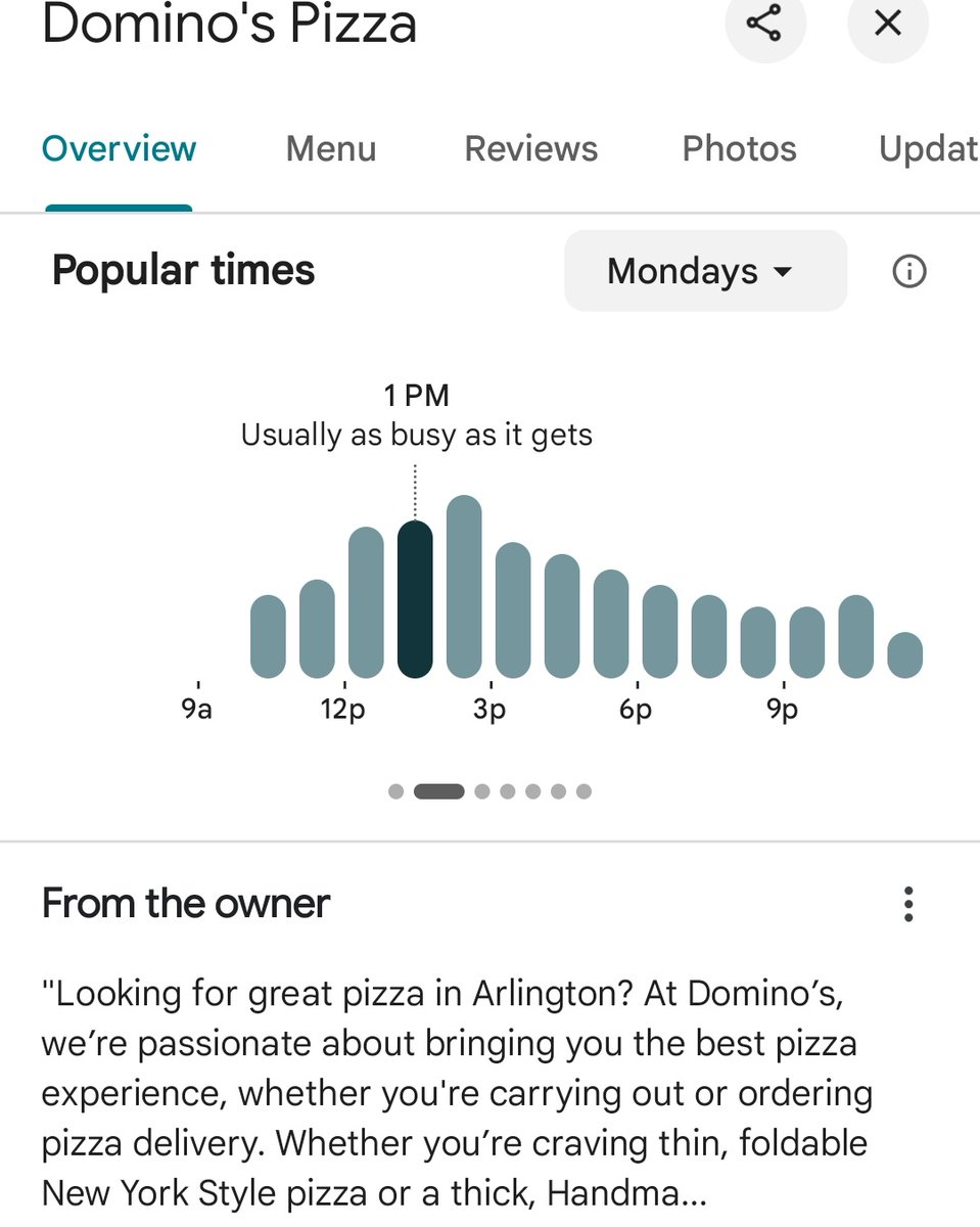 PenPizzaReport's tweet photo. Both Dominos outside the White House are reporting abnormally low traffic. 

Both Dominos nearby the Pentagon are not reporting any live traffic. 🤔

Papa Johns is still reporting high traffic.

As of about 1:10pm ET https://t.co/GxVXSgUIXv