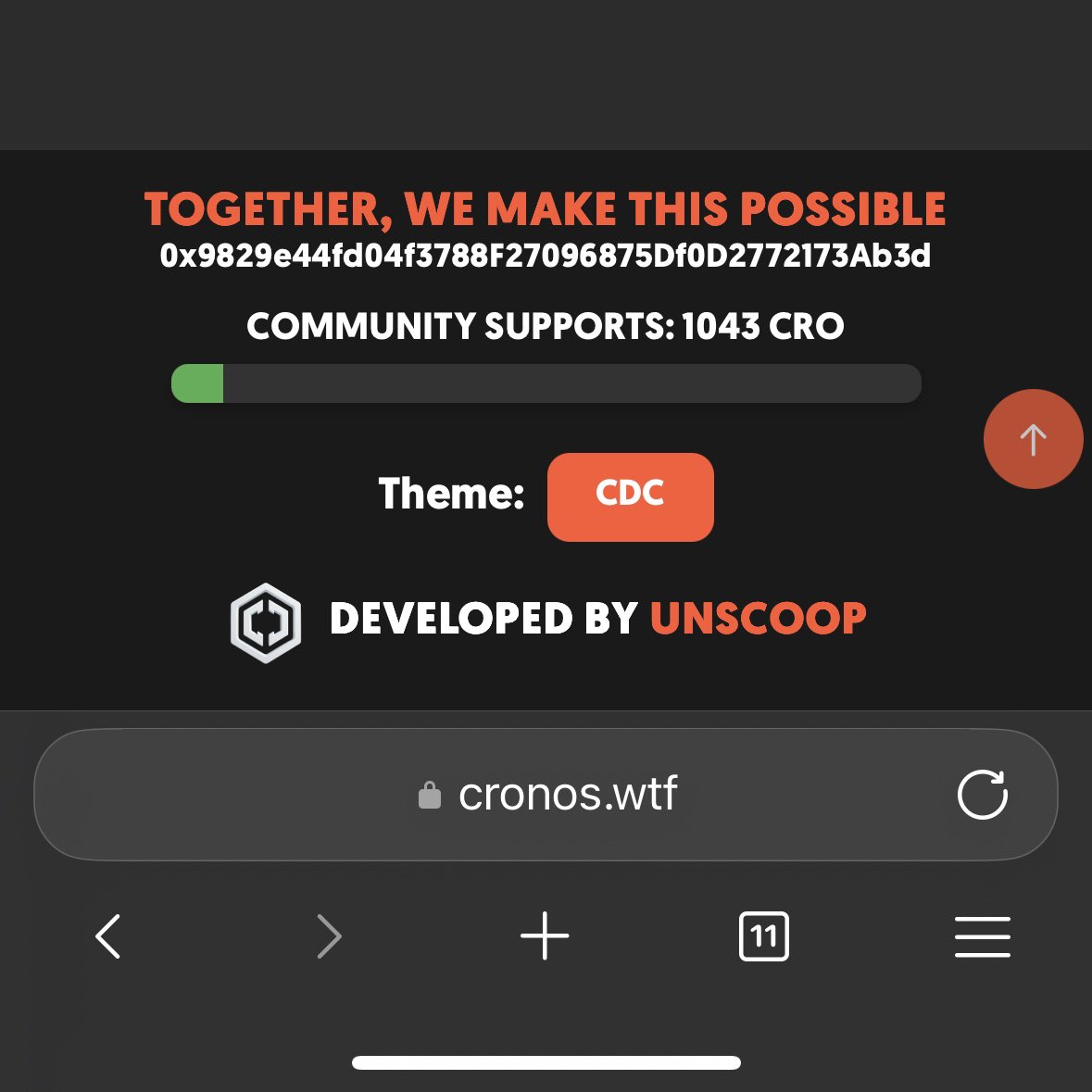 GM #CROFAM !🥰

We have received 7 community supports for a total amount of 1043 CRO 🙏

Huge thanks to those who support the platform and enable its development. 🚀

Let's build it together :
0x9829e44fd04f3788F27096875Df0D2772173Ab3d ✅

CRONOS.WTF