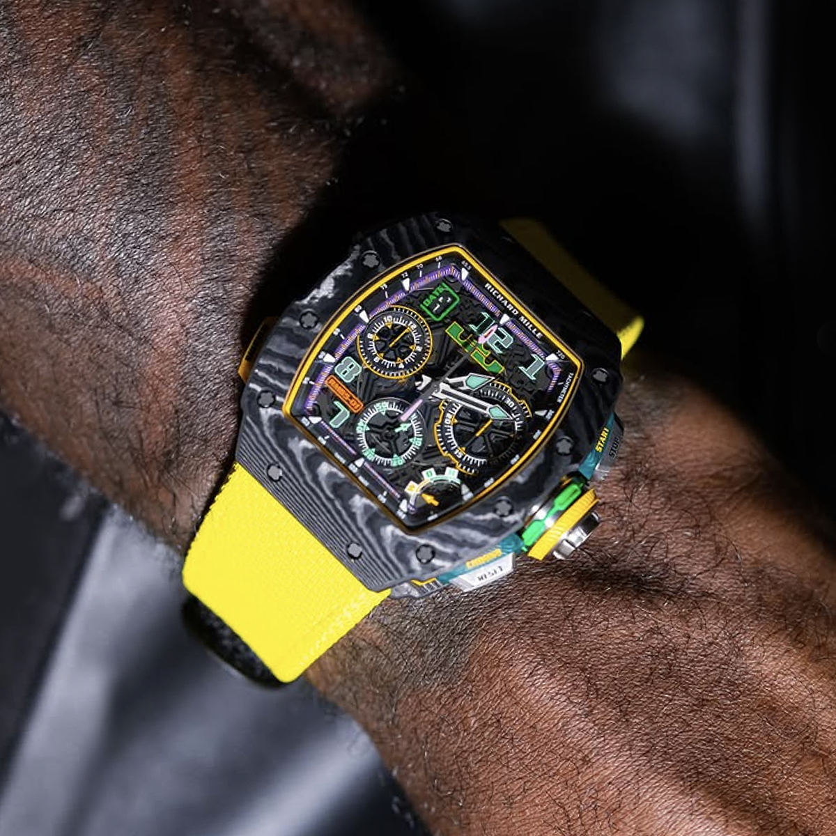 OnRallyRd's tweet image. LeBron James unveiled his new collab w/ luxury watchmaker Richard Mille, a limited run 65-01.
→ 150 pieces total
→ Lakers inspired design
→ $450,000 rumored retail price
LBJ is the most recent RM athlete, following Bubba Watson, Lewis Hamilton, Rafael Nadal, amongst others.