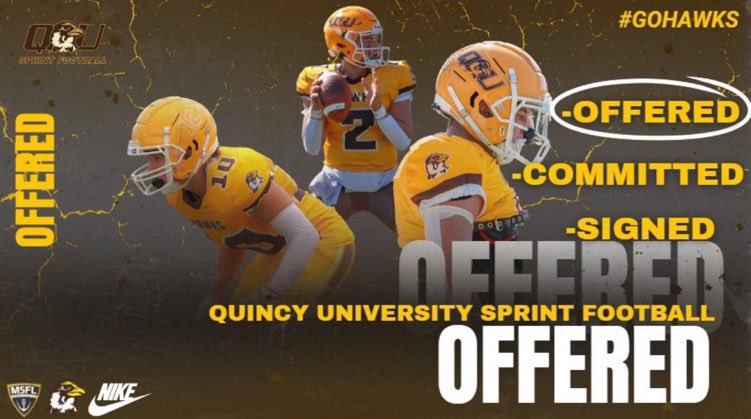Jaxon Acolatse (@jaxonacolatse3) on Twitter photo #AGTG I am blessed to receive my first offer from <a href="/QUHawksSprintFB/">Quincy University Sprint Football</a>. Thank you <a href="/CoachCGatton/">Chris Gatton</a> for giving me the opportunity to play at the next level!
<a href="/LakeParkFootbal/">Lake Park Lancer Football</a> <a href="/LPAthleticDept/">Lake Park Athletics</a> <a href="/Coach_Kirk_67/">Chris Kirkpatrick</a> <a href="/CoachChris_Roll/">Coach Chris Roll</a> <a href="/EDGYTIM/">Timothy “EDGYTIM” OHalloran</a> <a href="/PrepRedzoneIL/">Prep Redzone Illinois</a> #AGTG I am blessed to receive my first offer from <a href="/QUHawksSprintFB/">Quincy University Sprint Football</a>. Thank you <a href="/CoachCGatton/">Chris Gatton</a> for giving me the opportunity to play at the next level!
<a href="/LakeParkFootbal/">Lake Park Lancer Football</a> <a href="/LPAthleticDept/">Lake Park Athletics</a> <a href="/Coach_Kirk_67/">Chris Kirkpatrick</a> <a href="/CoachChris_Roll/">Coach Chris Roll</a> <a href="/EDGYTIM/">Timothy “EDGYTIM” OHalloran</a> <a href="/PrepRedzoneIL/">Prep Redzone Illinois</a>