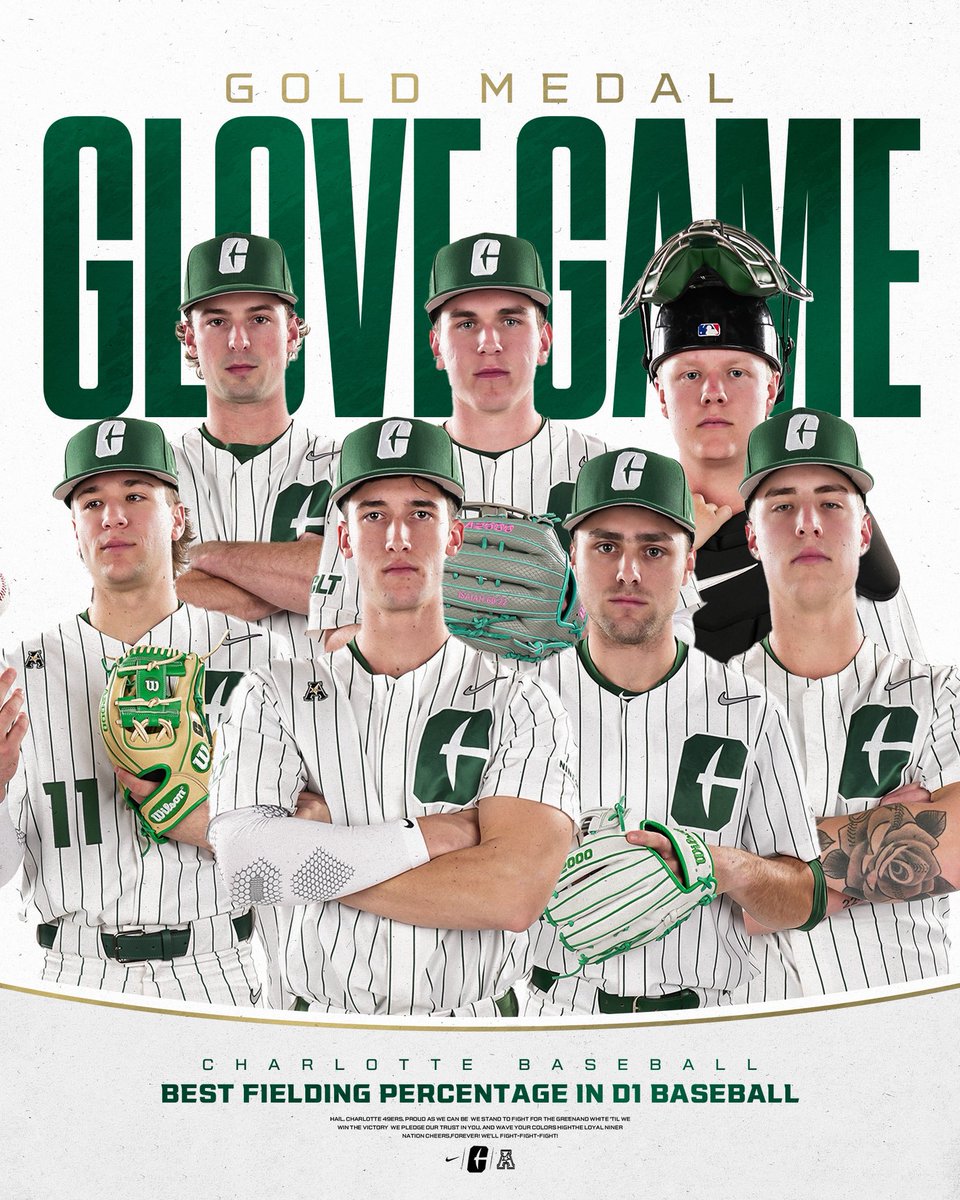 𝐆𝐨𝐥𝐝 𝐌𝐞𝐝𝐚𝐥 𝐆𝐥𝐨𝐯𝐞 𝐆𝐚𝐦𝐞 🥇

Our .𝟗𝟖𝟒 fielding percentage was the 𝐛𝐞𝐬𝐭 in all of Division I baseball this year

#GoldStandard x #9ATC