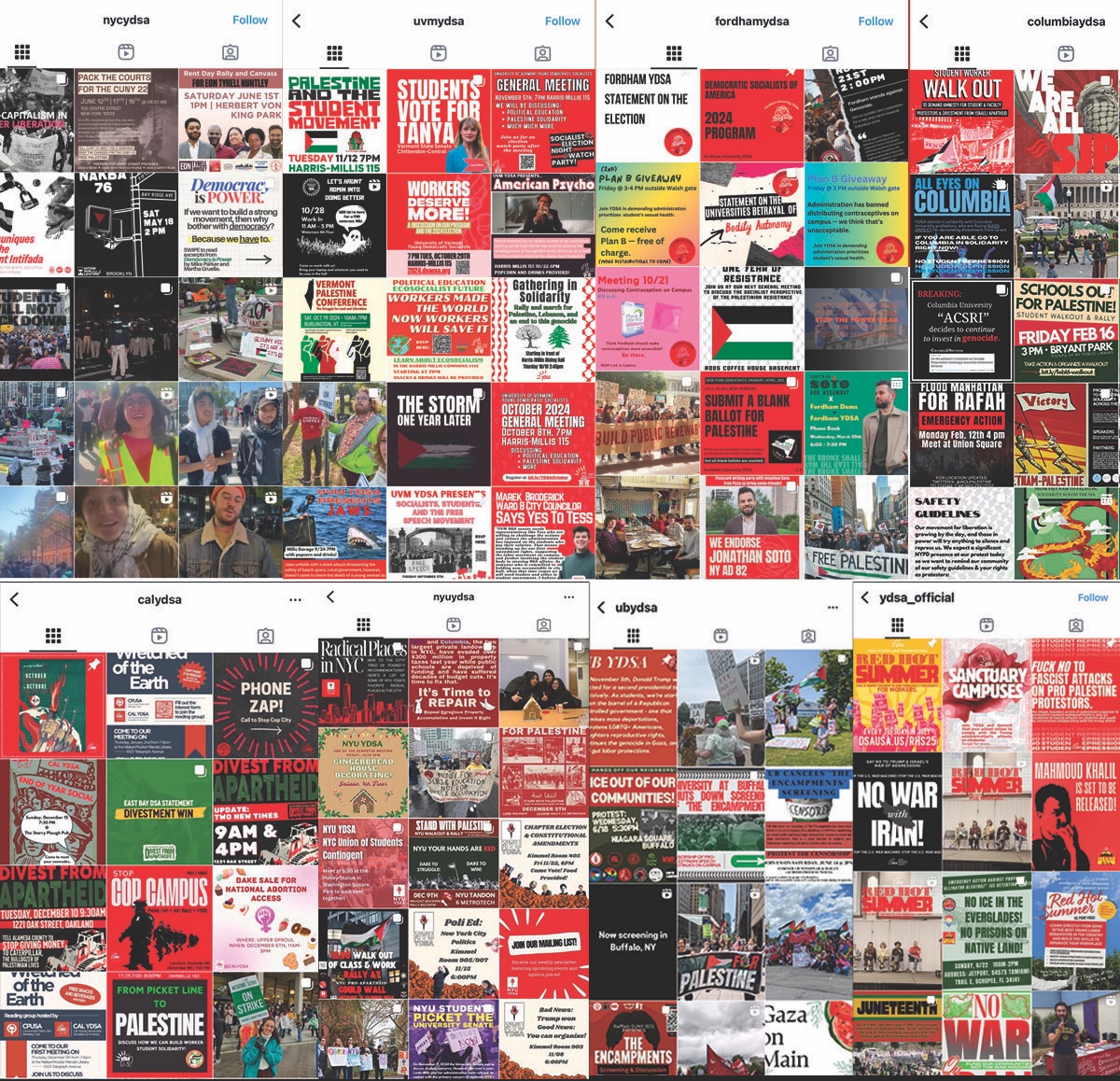 The DSA has repurposed their 106 student chapters into a permanent protest machine without ever showing their logo on campus once. 

quite the strategy.