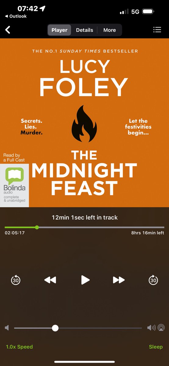 A_ndrew_Reads's tweet image. My audio book for the week is ‘The Midnight Feast’ by Lucy Foley.
Really enjoying it so far. I can tell it’s going to be full of twists!! 😬