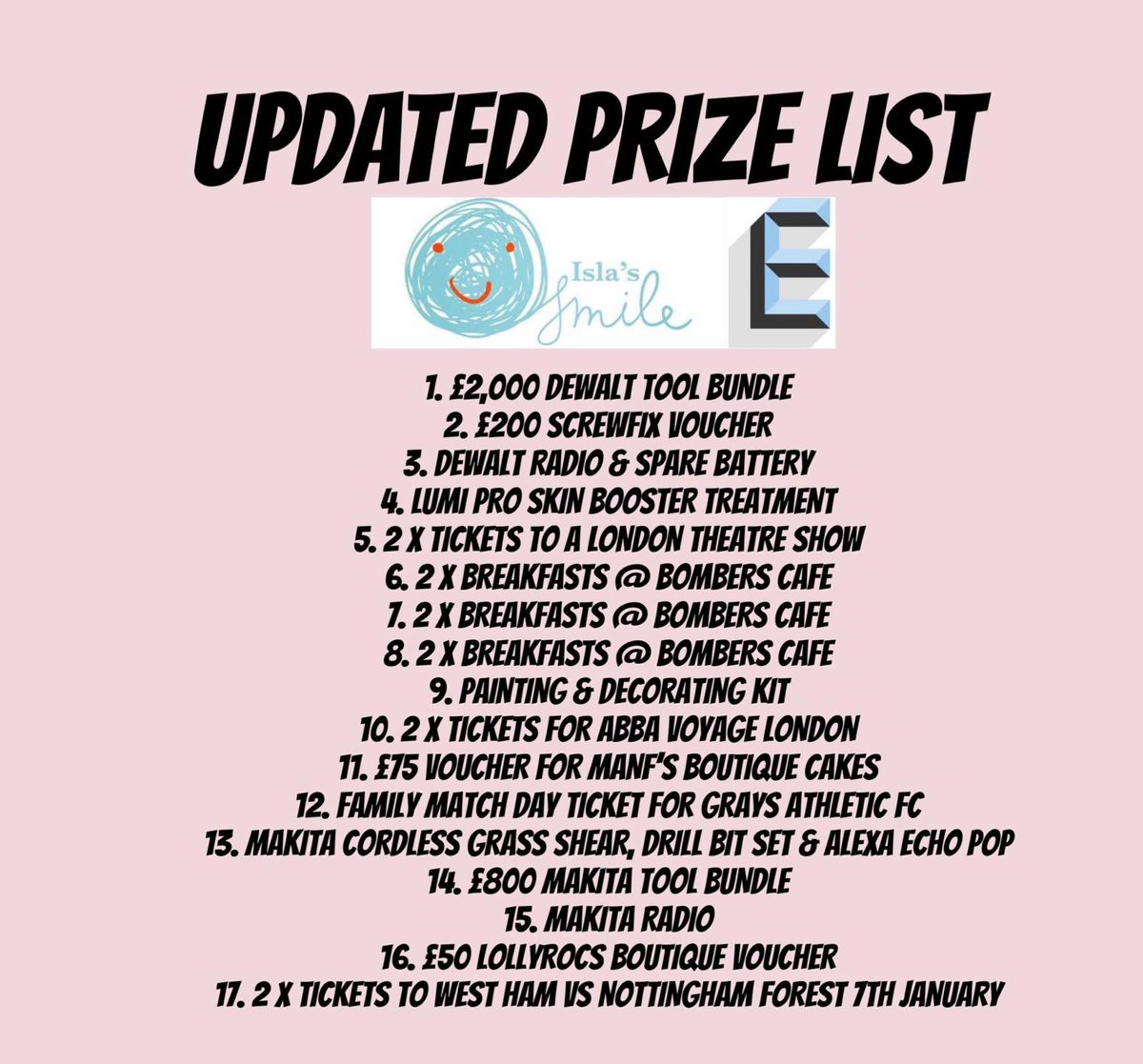 Updated prize list, please share and help us reach our target .. justgiving.com/crowdfunding/e…
