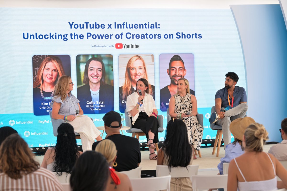 YTAdvertisers's tweet image. The #CannesLions2025 panels hosted by @Influential_Co & @PublicisGroupe brought together industry leaders including YouTube creators like @ameliadimz to discuss the future of video and creation on YouTube 👇
#YouTubeCannes #GoogleBeach