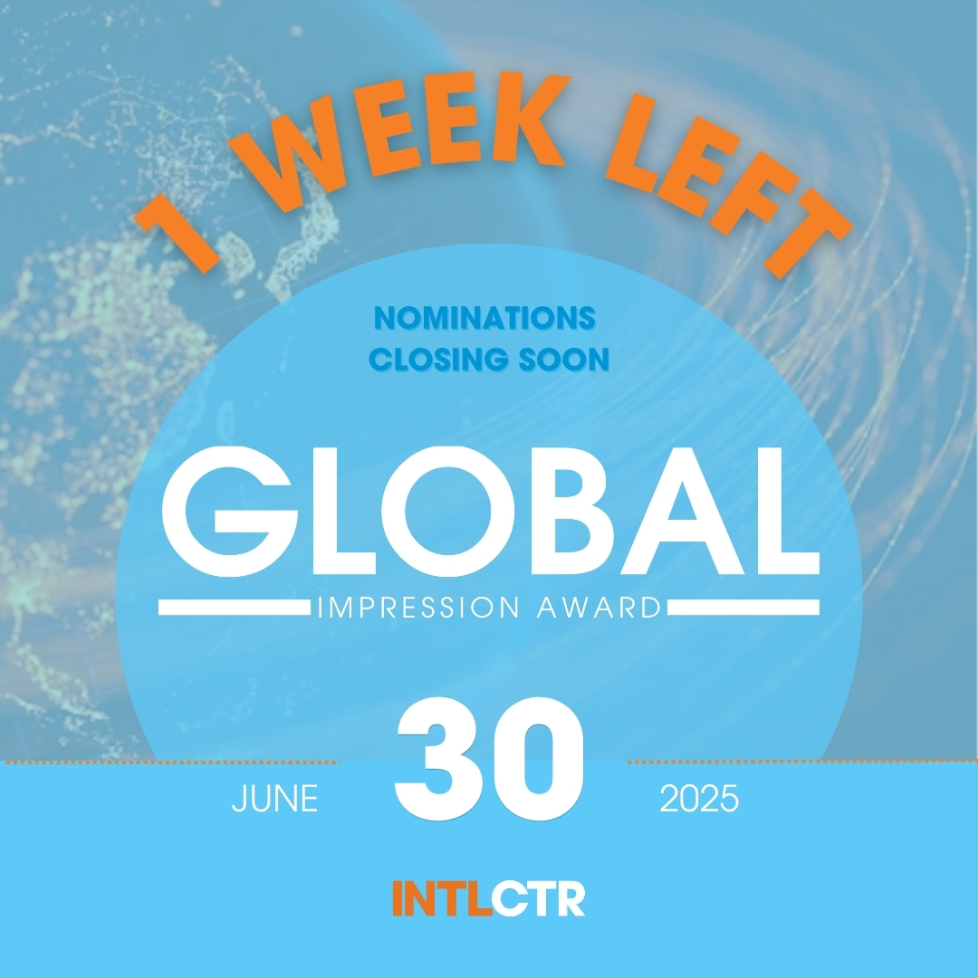 INTLCTR's tweet image. There's only 1 week left to nominate someone for the 2025 Global Impression Award! 🌍
To nominate someone, fill out a quick form using the link below.
🔗Nomination Form: lnkd.in/gmwCcJJC
#GIA2025 #INTLCTR