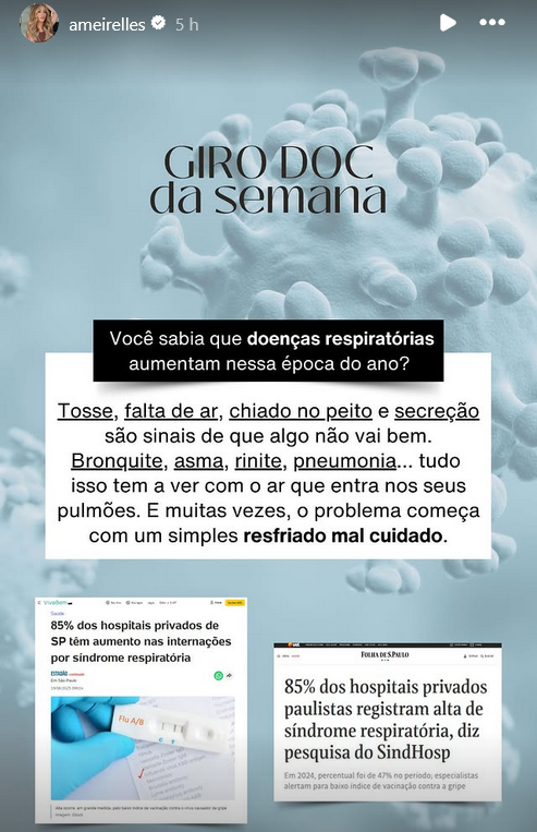 DisserttN's tweet photo. Saúde 💚 Giro Doc por Amanda Meirelles 

Doenças Respiratórias
https://t.co/bQWK7y7YMt

Informação salva vidas!
Acesse e compartilhe informação responsável! https://t.co/SzFcF5nSDx