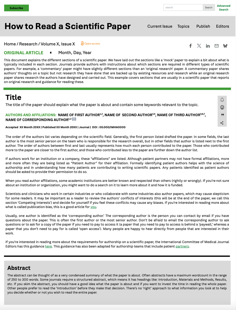 CIHR_IMHA's tweet image. New blog: How to Read a Scientific Paper
Co-Created by Dawn Richards and Jim Kempster with input from other CIHR-IMHA PERA members.
Read the full article here: blogs.ubc.ca/imhablog/2025/…
