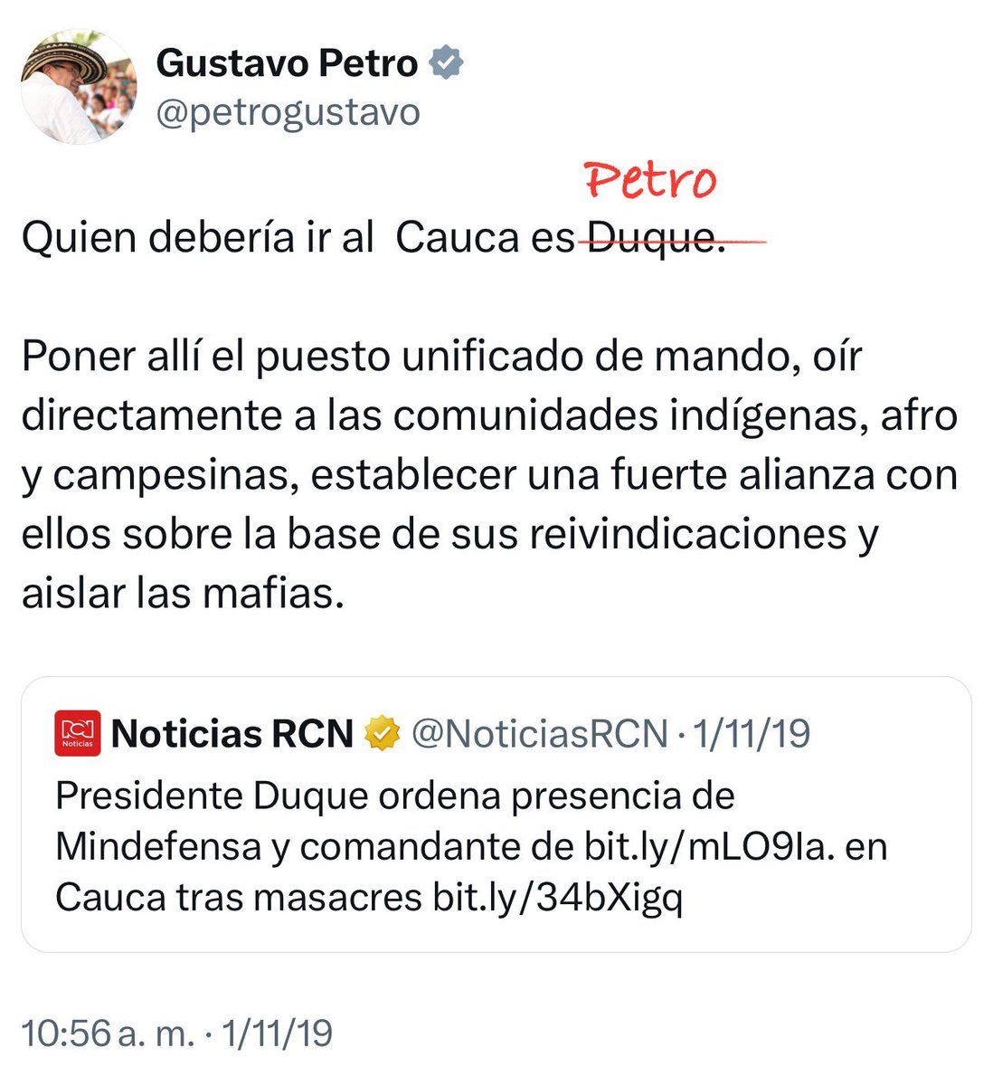 Le actualizamos este trino a Petro 🧐