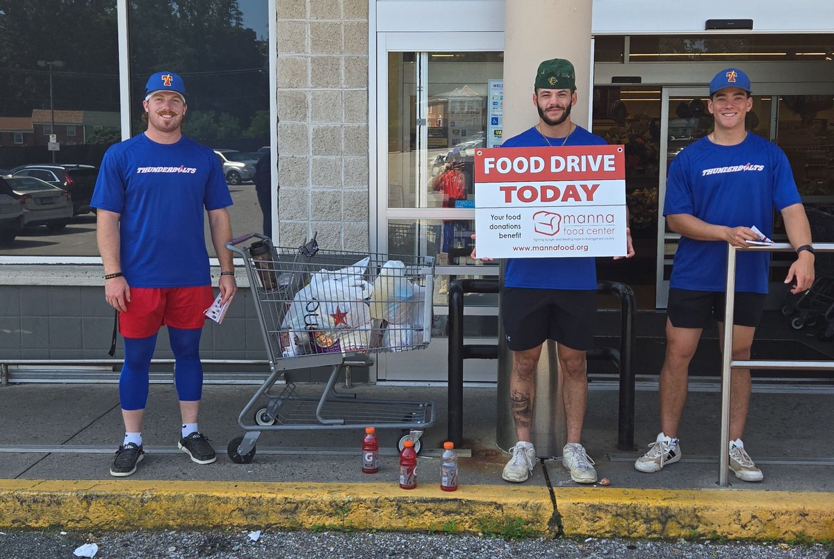 Silver Spring-Takoma Thunderbolts (@tbolts_baseball) on Twitter photo The Thunderbolts joined three other Montgomery County Maryland CRCBL teams to raise over 2,200 pounds of food from customers at area grocery stores. Below, L-R Caleb Sturtevant, Josh Erd, and Matthew Kim on the job. More at tbolts.org. The Thunderbolts joined three other Montgomery County Maryland CRCBL teams to raise over 2,200 pounds of food from customers at area grocery stores. Below, L-R Caleb Sturtevant, Josh Erd, and Matthew Kim on the job. More at tbolts.org.