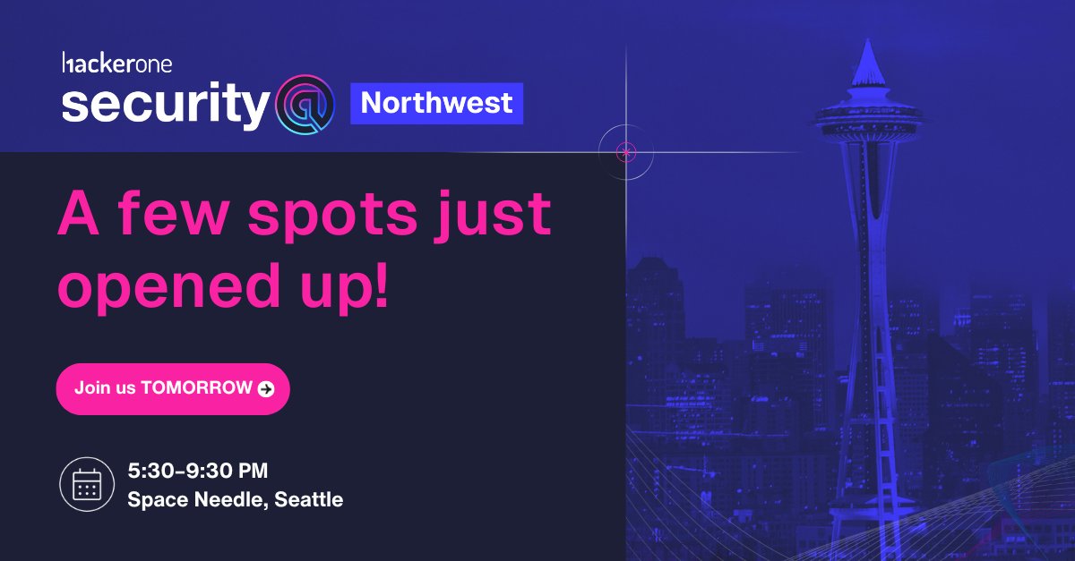 🚨 🌦️ PNW security leaders: A few free passes have just opened up for Security@ Northwest—**tomorrow evening,** June 24, at the Space Needle (Seattle).

Hear security leaders and elite researchers share how they’re securing AI and learn how to prove your security program's impact