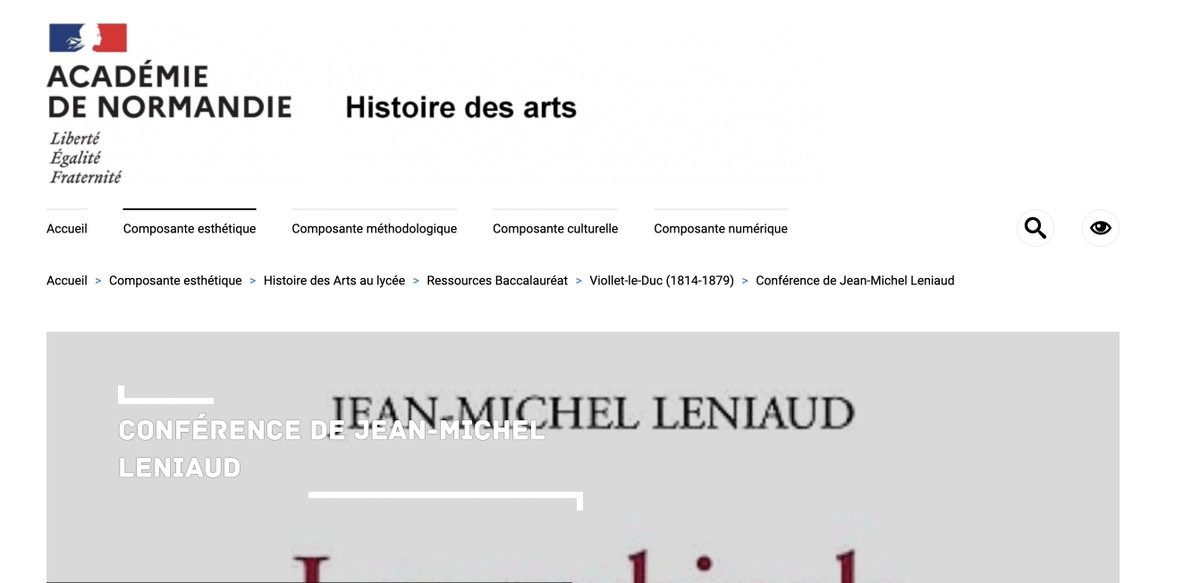 [#UnJourUneAcadémie2025] 

Une conférence par l'historien, Jean Michel Leniaud et un diaporama sur #EugèneViolletleDuc, l'inventeur du #patrimoine, des ressources en ligne sur la page HDA <a href="/ac_normandie/">Académie de Normandie</a> 

👉histoire-des-arts.ac-normandie.fr/spip.php?artic…

#VendrediLecture #Bac2026 #HGGSP