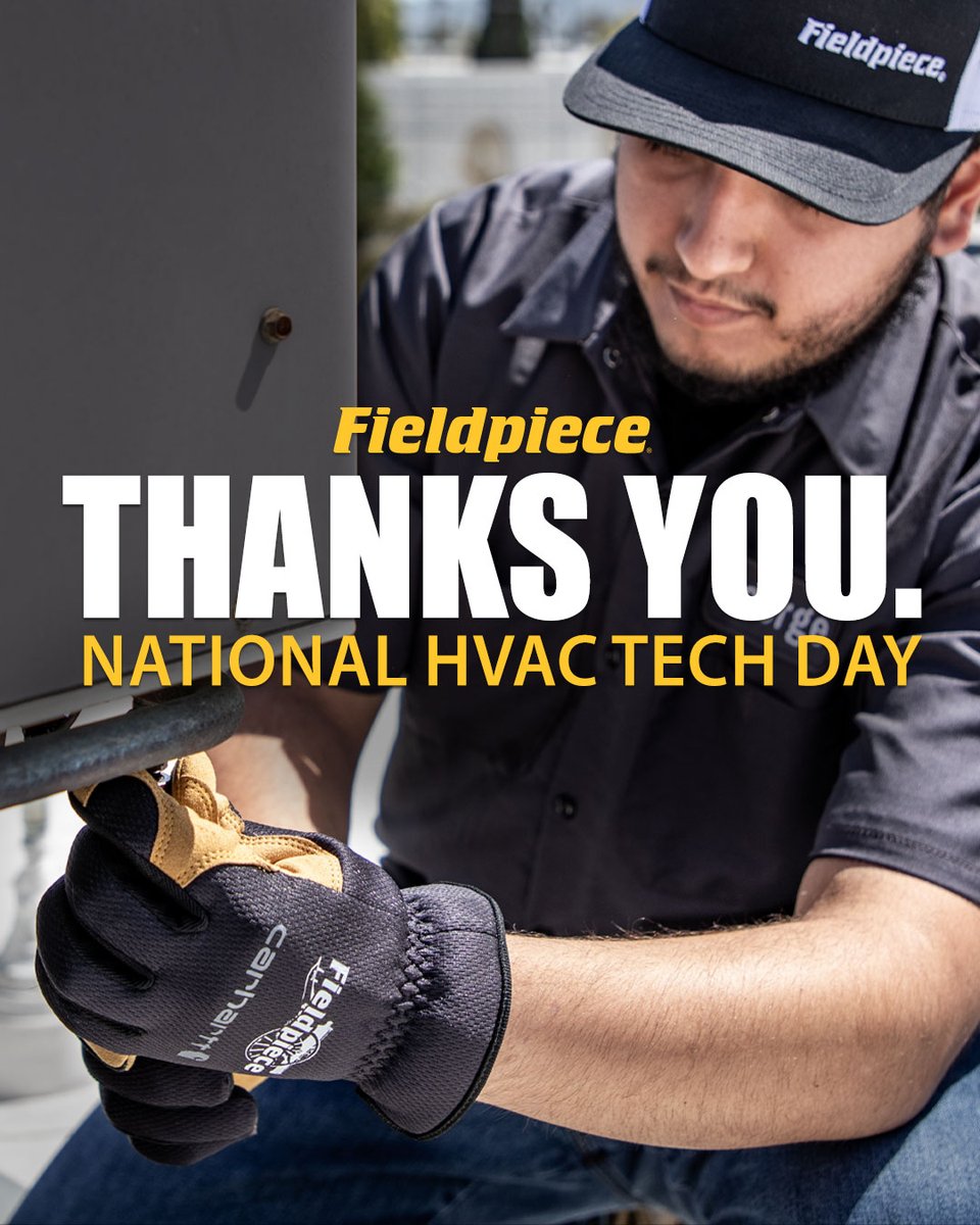 Fieldpiece's tweet photo. Shoutout to the heroes who keep their cool so we can, too. Happy National HVAC Tech Day to the pros who bring the heat (and the chill) when we need it most! ❄️🔥
#FieldpieceInstruments #Fieldpiece #HVACR #NationalHVACTechDay #HVACRtechs https://t.co/JEezSB7dHv