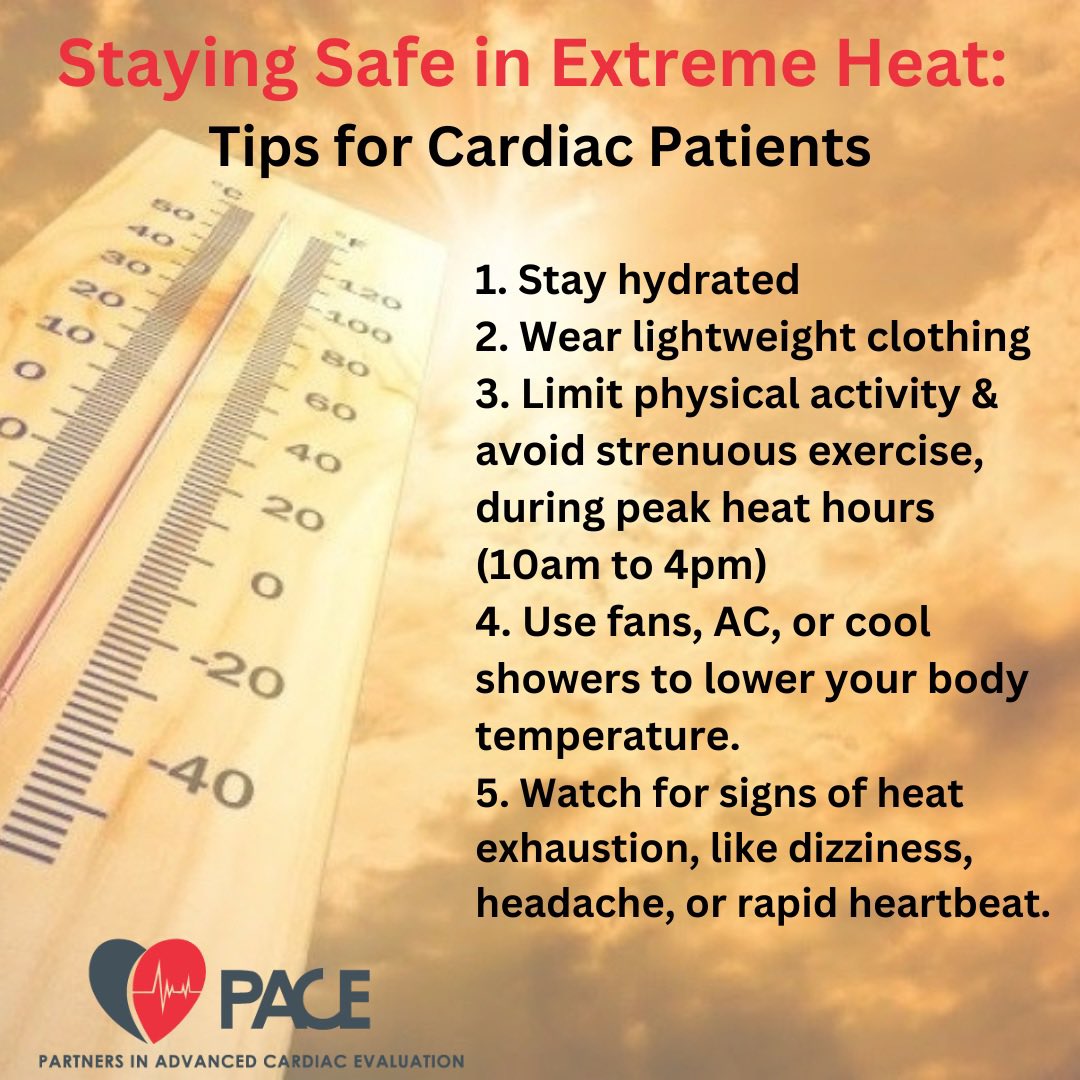 Holy! It's hot outside! Here are some tips to keep your heart stay safe:
#extremeheat #heatwarning 
#hearthealth #beatheartdisease #cardiology 
#cardiac #healthyheart #heartcare 
#cardiovascularhealth #hearthealthyliving
#heartwellness <a href="/heartablator/">Yaariv Khaykin</a>