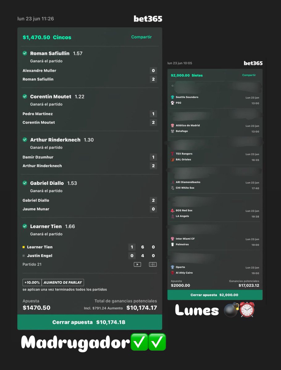 🎾BOOOOOOOOOOMM

¡Qué locura! Ganamos el jubilador de sábado , de domingo , y ahora el madrugador 

✅Felicidades a todos los que lo adquirieron esta noche YA GANARON

⏰En 2 hrs comienza el mega mamaley de lunes , ese que sin duda te va jubilar 

¡ASÍ COMENZAMOS SEMANA! 🫡🤑🥳