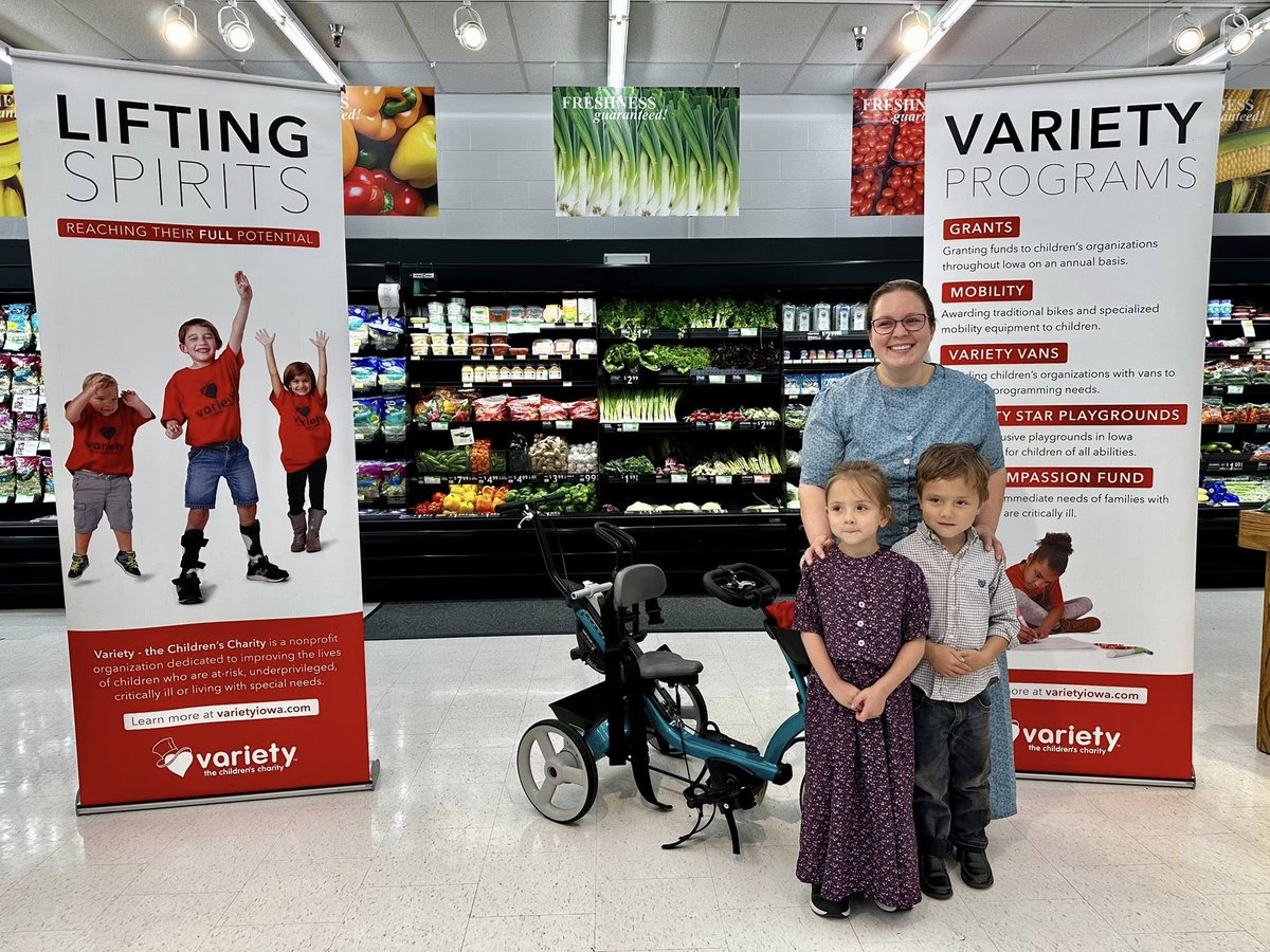 Variety - the Children's Charity of Iowa (@varietyiowa) on Twitter photo Four-year-old Reagan received her new adaptive bike at <a href="/FarewayStores/">Fareway Stores, Inc.</a> in Washington, IA thanks to donations made by Fareway customers during Variety's annual Round Up at the Register campaign! ❤️
Read more about what this bike will mean to Reagan: bit.ly/45CcczA Four-year-old Reagan received her new adaptive bike at <a href="/FarewayStores/">Fareway Stores, Inc.</a> in Washington, IA thanks to donations made by Fareway customers during Variety's annual Round Up at the Register campaign! ❤️
Read more about what this bike will mean to Reagan: bit.ly/45CcczA