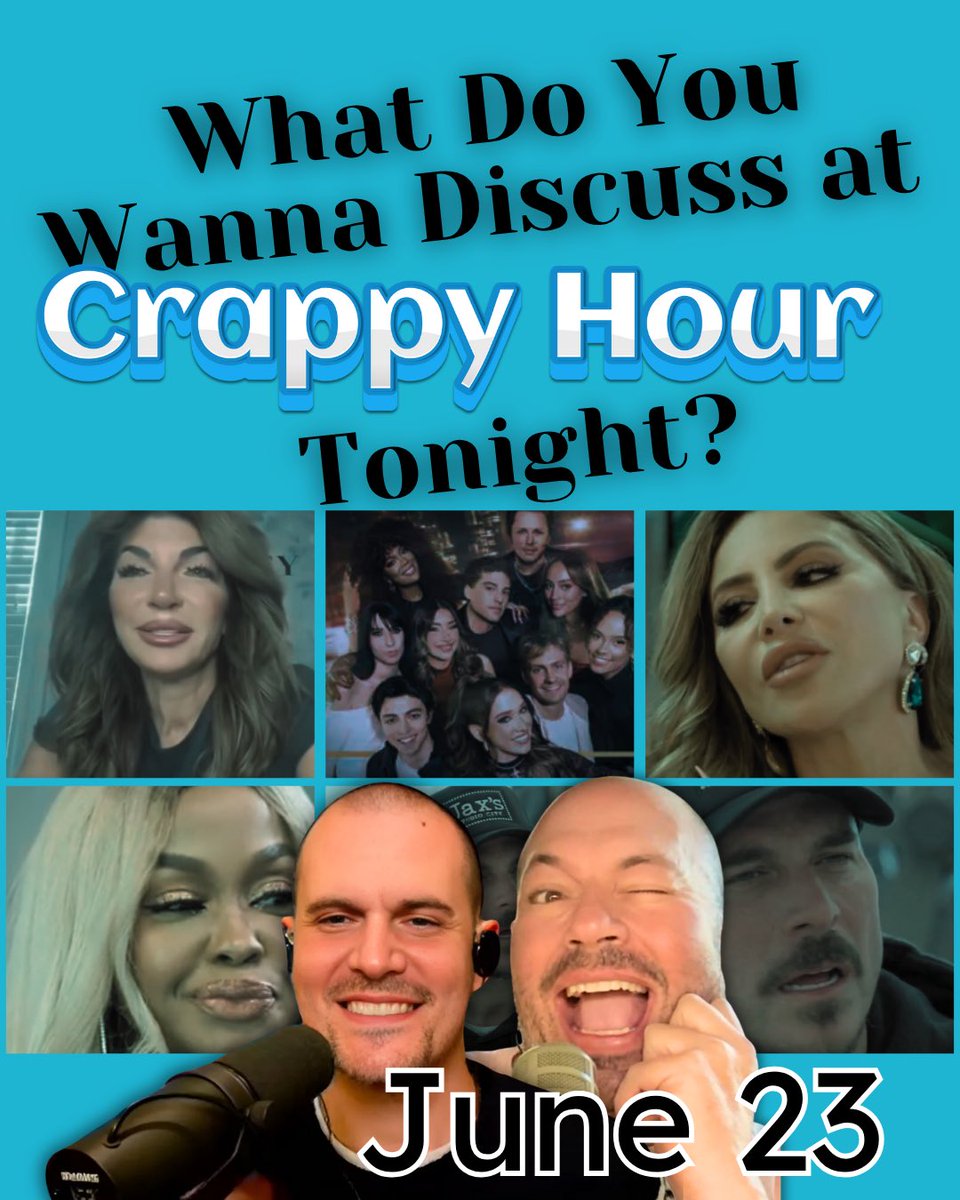 Watch What Crappens (@whatcrappens) on Twitter photo Crappy Hour Live is back!
What do you wanna talk about tonight at 5:30PST/ 8:30 EST? Let us know. We'll be on YouTube and Instagram Live taking your questions and calls!
#bravotv <a href="/RonnieKaram/">RonnieKaram</a> <a href="/BenMandelker/">Ben Mandelker</a> Crappy Hour Live is back!
What do you wanna talk about tonight at 5:30PST/ 8:30 EST? Let us know. We'll be on YouTube and Instagram Live taking your questions and calls!
#bravotv <a href="/RonnieKaram/">RonnieKaram</a> <a href="/BenMandelker/">Ben Mandelker</a>