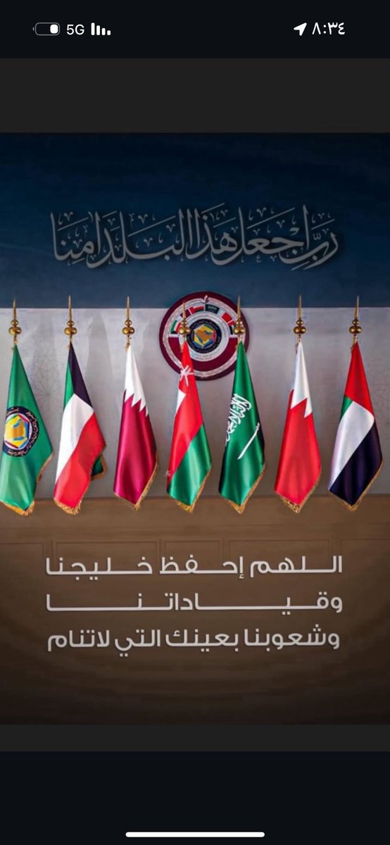 اللهم أحفظ دول الخليج حكومتها وشعبها من كل سوء وشر وأجعل بلاداننا أمنةً مطمئنة