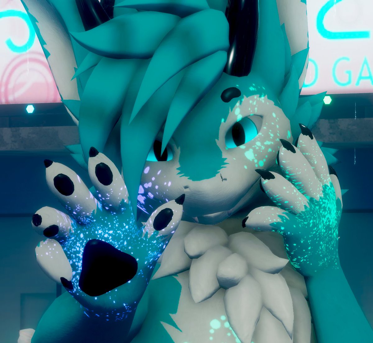 LexyDeeDragon's tweet image. I went to a black-light themed party in vrchat last week. It's fun being a little creative for once