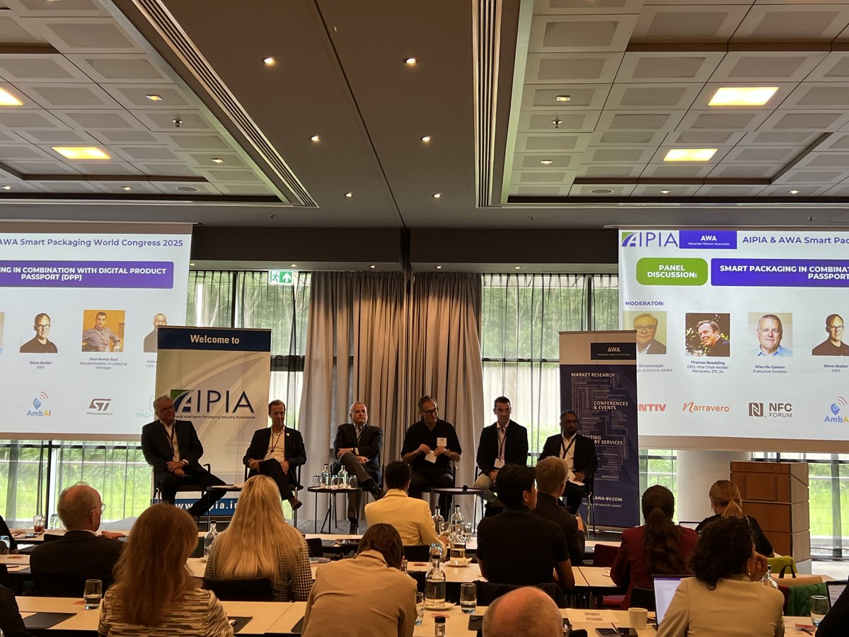 We’re LIVE at AIPIA 2025 in Amsterdam! 🚀

Along with our partners <a href="/ST_World/">STMicroelectronics</a>, AmbAI, Narravero, @NFCForum &amp; Tag-N-Trac we’re looking to the future of smart packaging and DPP! 

#AIPIA2025 #LiveFromAIPIA #SmartPackaging #DPP #Identiv
