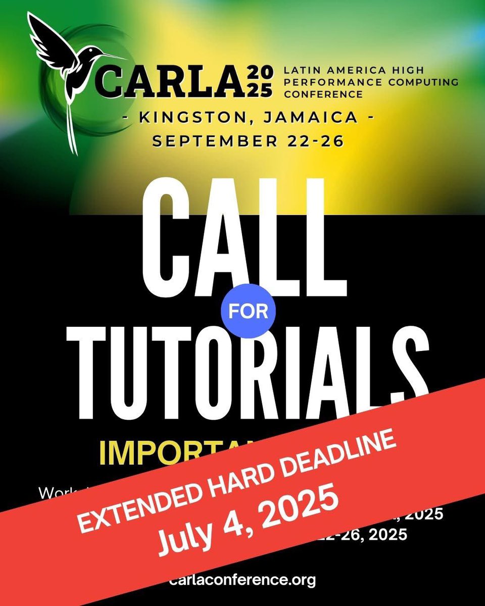 CARLA 2024: Latin America HPC Conference (@carla_conf) on Twitter photo Last Call: The deadline for submitting tutorials has been extended. For more information: carlaconference.org/call-tutorials/ Last Call: The deadline for submitting tutorials has been extended. For more information: carlaconference.org/call-tutorials/