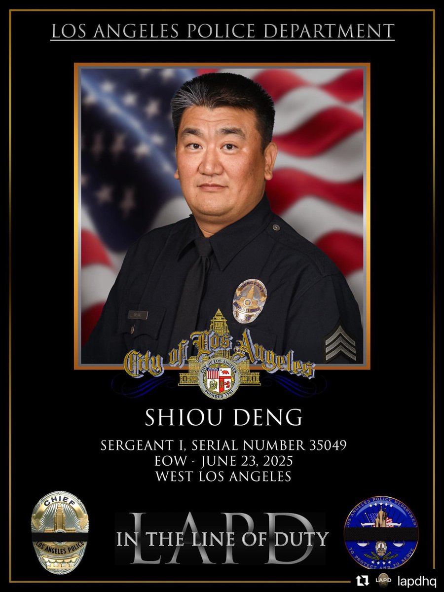 LA School Police (@laschoolpolice) on Twitter photo The LASPD extends our condolences to the family and colleagues of LAPD Sergeant Deng. Sergeant Deng made the ultimate sacrifice in the early hours this morning helping those in need. Rest In Peace Sir…instagram.com/p/DLQIUVoM9HC/… The LASPD extends our condolences to the family and colleagues of LAPD Sergeant Deng. Sergeant Deng made the ultimate sacrifice in the early hours this morning helping those in need. Rest In Peace Sir…instagram.com/p/DLQIUVoM9HC/…