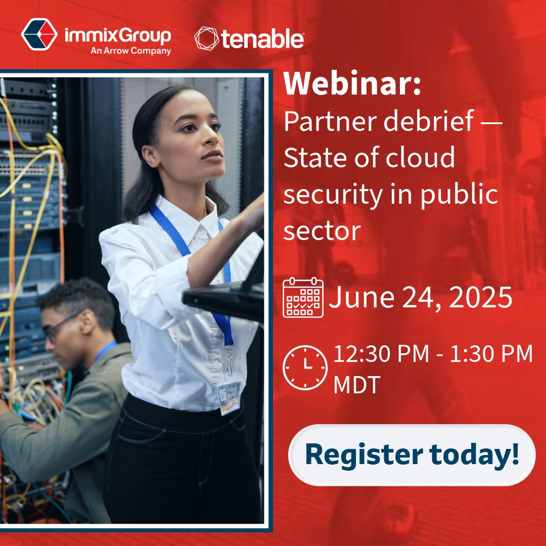 #Publicsector #cloud platforms need stronger defenses. Join immixGroup and <a href="/TenableSecurity/">Tenable</a> Partner Debrief webinar to discover cost-saving strategies, #AI-driven #security, and practical solutions for compliance and resource challenges.

🔗 Register now: arw.li/60184bB7i