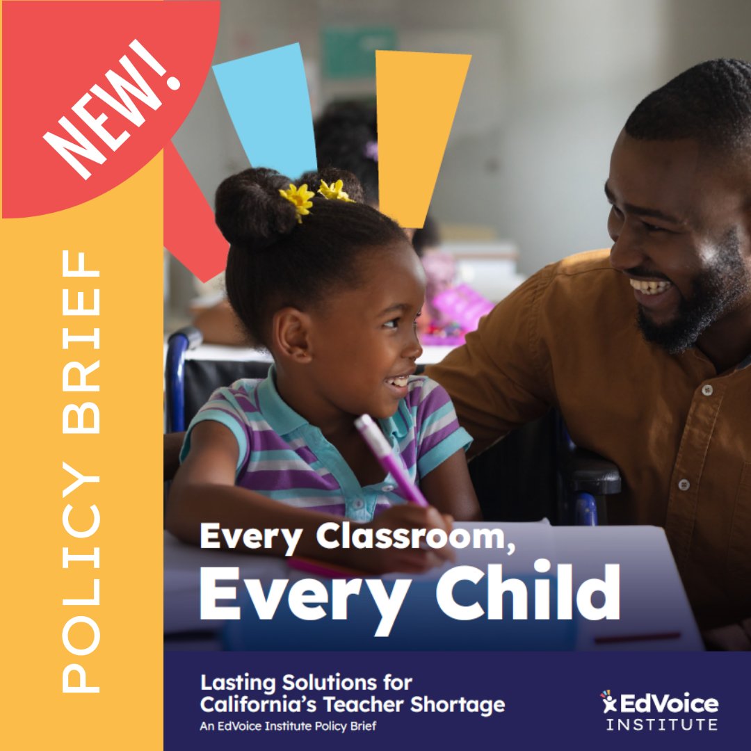 edvoice's tweet image. After months of research and discussion with over 20 coalition partners, EdVoice Institute (our sister org) is excited to share “Every Classroom, Every Child: Lasting Solutions for California’s Teacher Shortage.”
📘edvoiceinstitute.org/teacher-shorta…
This comprehensive policy brief…