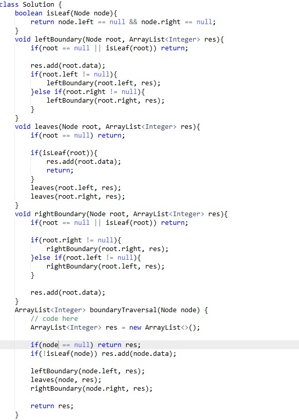 _aditya149_'s tweet photo. Day 86/160 days of problem solving by @geeksforgeeks 

Today's problem: Tree Boundary Traversal 

Time complexity: O(n)
Space complexity: O(h)

#gfg160 #gfg #geekstreak2025 #geeksforgeeks #coding #CodingJourney #potd #dsa #java #ProblemSolving https://t.co/0bMZ9FAF5P