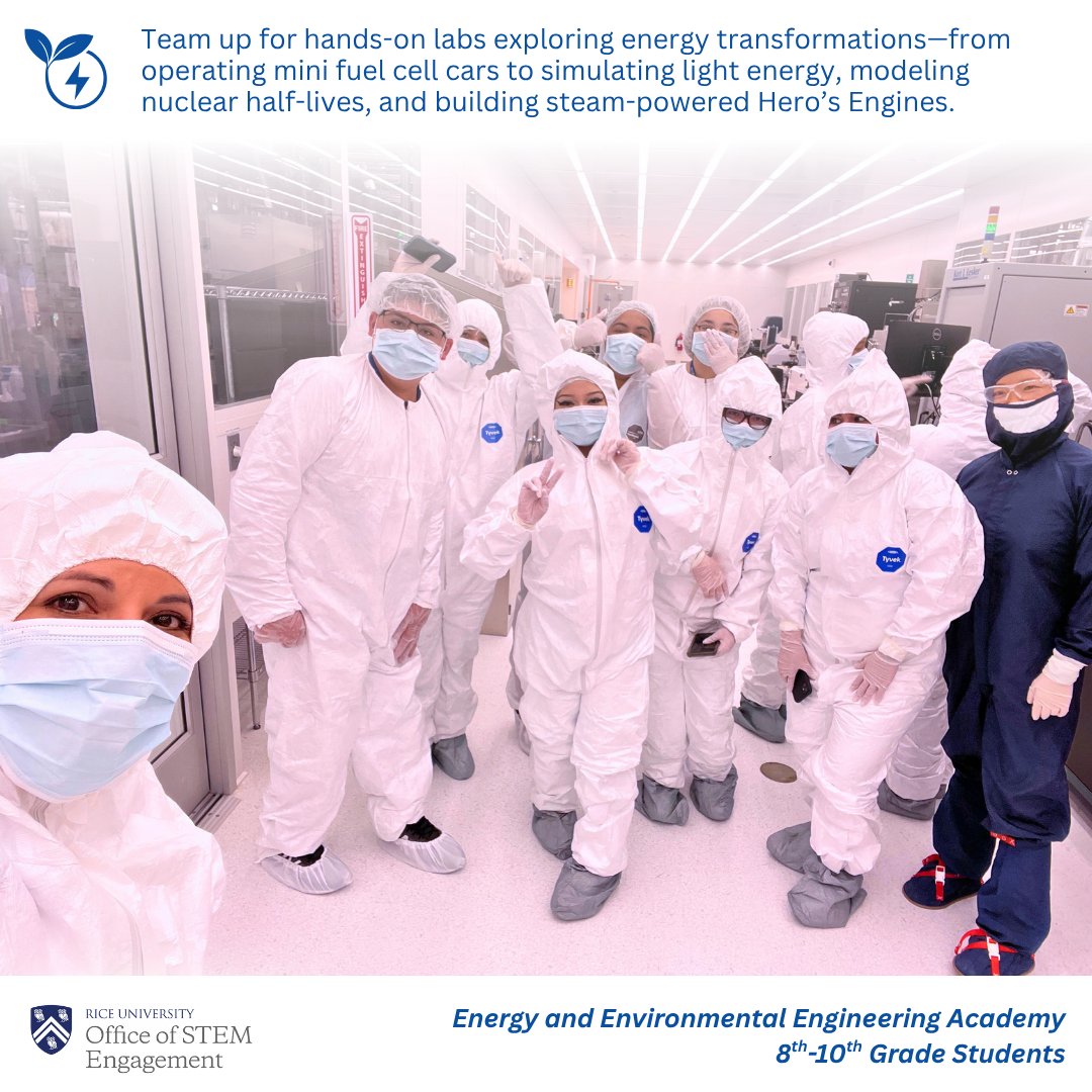 R-STEM (@riceu_stem) on Twitter photo Power up your curiosity this summer! Explore real lab experiments, steam engines, and more in the Energy & Environmental Engineering Academy at <a href="/RiceUniversity/">Rice University</a>.
👉 Register now: bit.ly/ENERGYxRSTEM Power up your curiosity this summer! Explore real lab experiments, steam engines, and more in the Energy & Environmental Engineering Academy at <a href="/RiceUniversity/">Rice University</a>.
👉 Register now: bit.ly/ENERGYxRSTEM