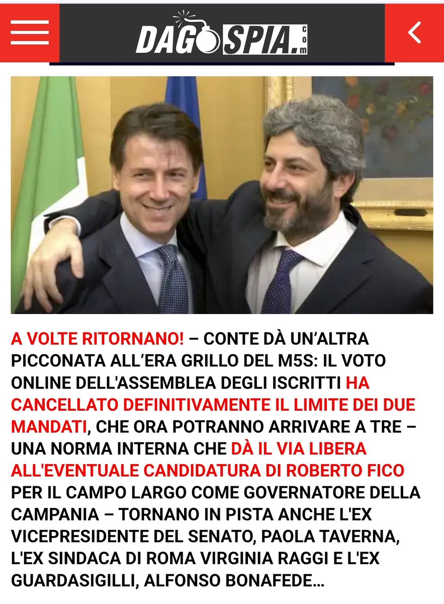 Grandi M5S. Contrari al terzo mandato... degli altri.