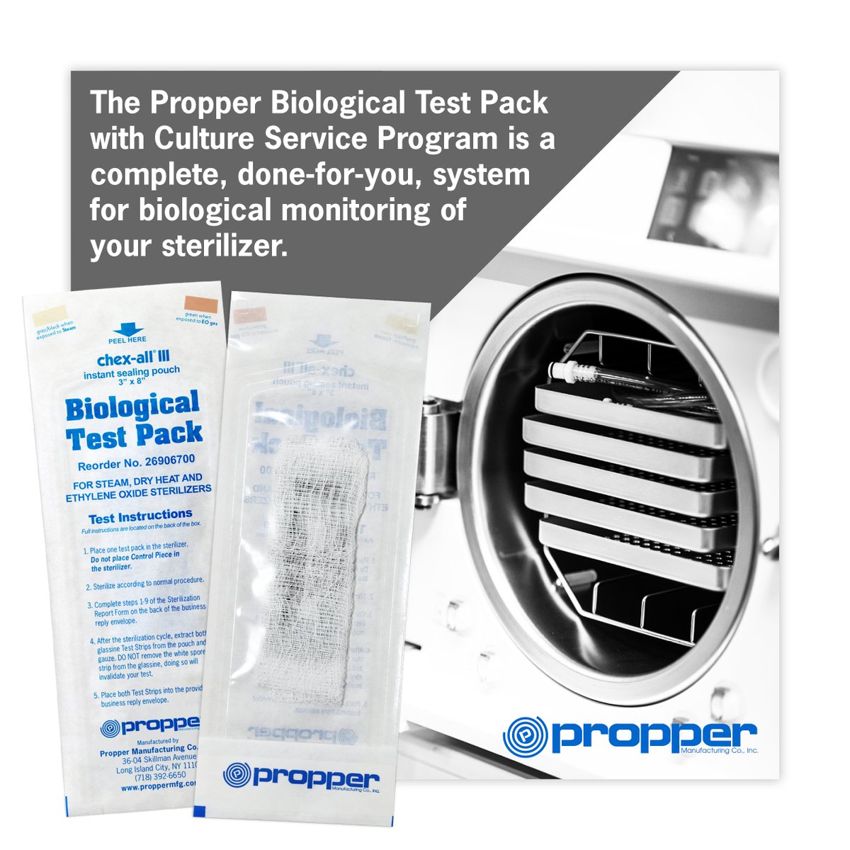 Propper's Biological Test Pack with Culture Service Program makes sterilizer monitoring incredibly easy.

For complete details, visit proppermfg.com/lab.

#SterileProcessing #Autoclave #Dental #Medical #Lab #PropperMfg