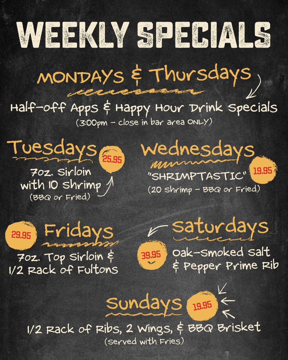 Why pick just one favorite day when every day is special? No matter what the occasion, whether it's taking the family out for dinner or in a pinch and needing something quick on the go, we've got you covered.

View our menu: bit.ly/4nbwoOR
#TJRibs #BatonRouge #Specials