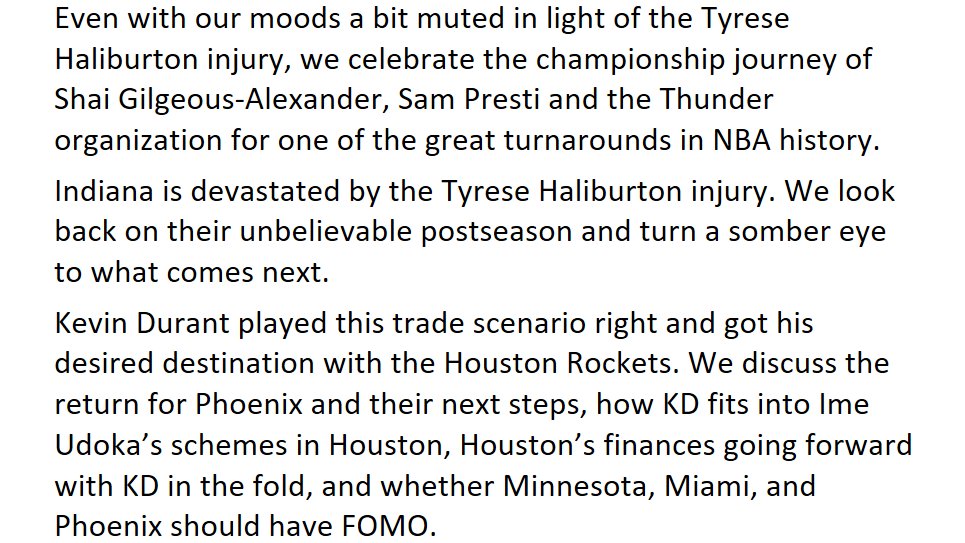 Nate Duncan (@nateduncannba) on Twitter photo Free episode: The Oklahoma City Thunder are the 2025 NBA Champions; KD is Traded to the Rockets with <a href="/DannyLeroux/">Danny Leroux</a>
podcasts.apple.com/us/podcast/dunā¦
open.spotify.com/episode/3mTB0S⦠Free episode: The Oklahoma City Thunder are the 2025 NBA Champions; KD is Traded to the Rockets with <a href="/DannyLeroux/">Danny Leroux</a>
podcasts.apple.com/us/podcast/dunā¦
open.spotify.com/episode/3mTB0Sā¦