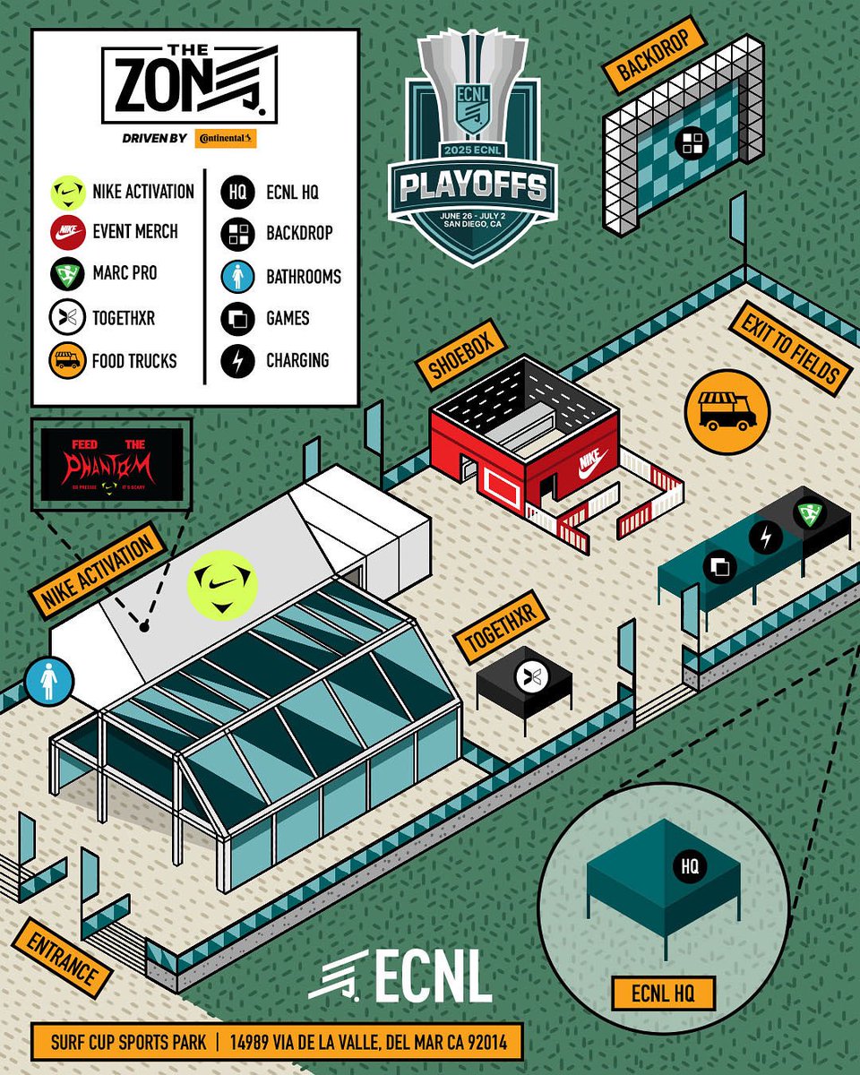 Unrivaled and unmatched. The Zone, driven by @continental_tire will be your headquarters for ECNL Girls National Playoffs. From merch, to recovery, to off-field activities, and a few surprises 👀. 

The #ECNLZone makes playoffs an 𝙚𝙭𝙥𝙚𝙧𝙞𝙚𝙣𝙘𝙚. 

#ECNLplayoffs